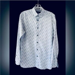 Ted Baker London Lt Blue Paisley Button Down Modern Fit Small  (15) EUC